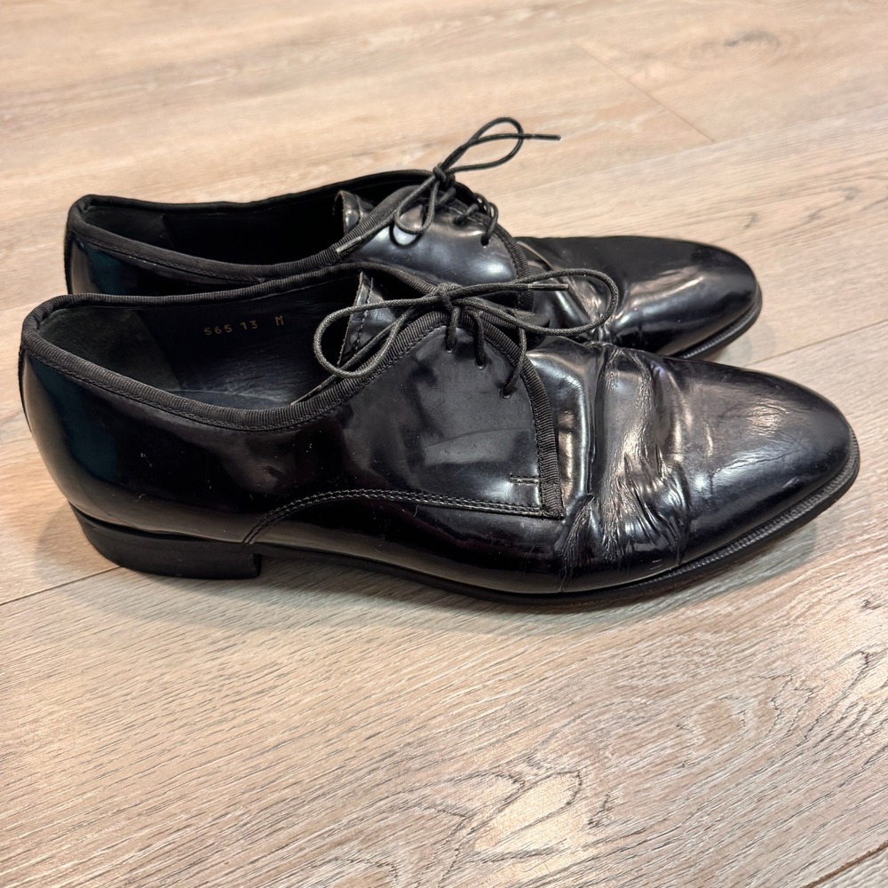 Pronto Uomo Men's Black Patent Leather Oxford Dress Shoes Size‎ 13 M Tuxedo